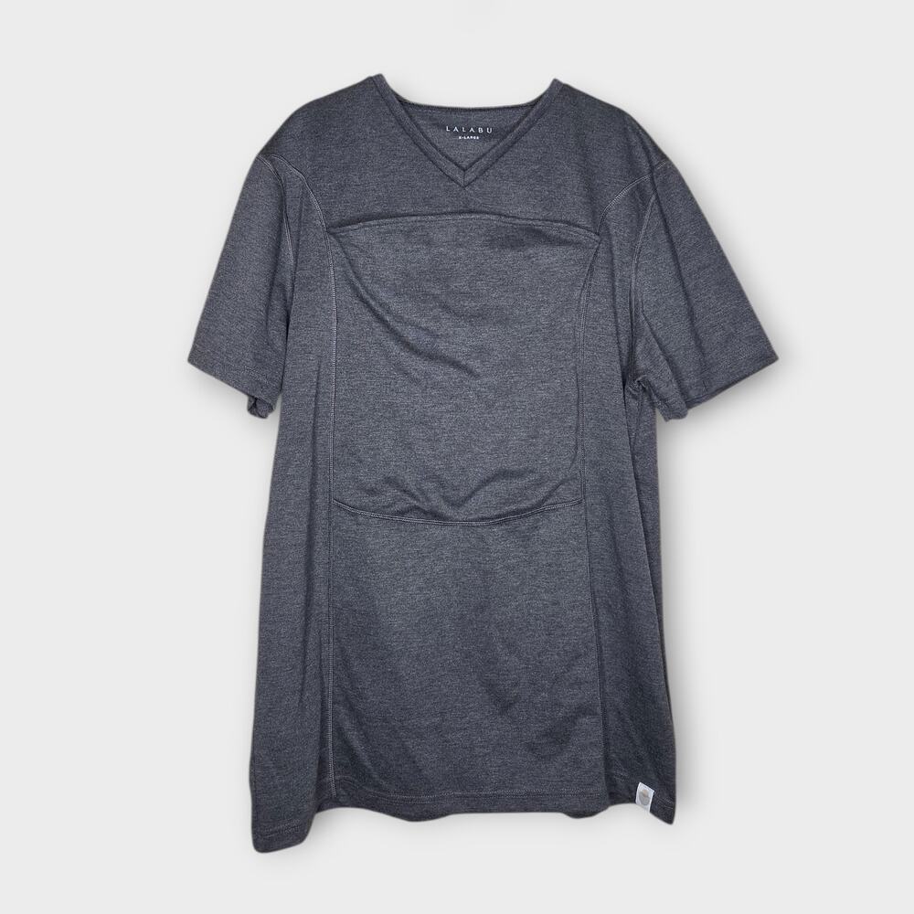 Lalabu Mens Gray Babywearing Dad Shirt XL Carrier Breathable Short Sleeve